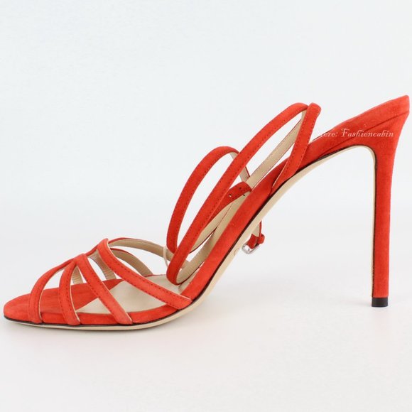 NEW JIMMY CHOO Cutout Suede Sandals - Picture 7 of 16